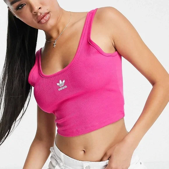adidas Originals / essentials crop top with logo / pink magenta / small - Picture 4 of 9